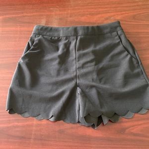 Black Scallop trim shorts. Size S.